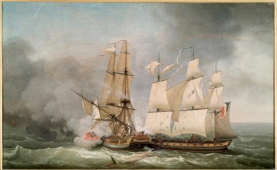 Boj mezi francouzskou korvetou La Bayonnaise (..) od Jean-Francois Hue