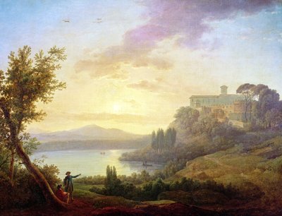 Italská krajina, zapadající slunce od Jean-Francois Hue