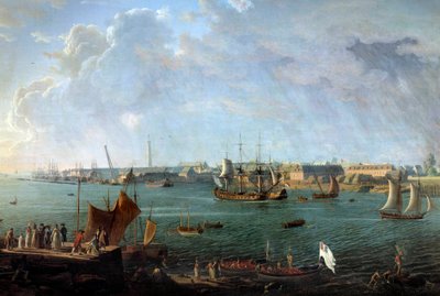 Pohled na přístav Lorient v 18. století Detail obrazu Jeana Francoise Hue (1751-1823) Paříž, Musee de la Marine od Jean-Francois Hue