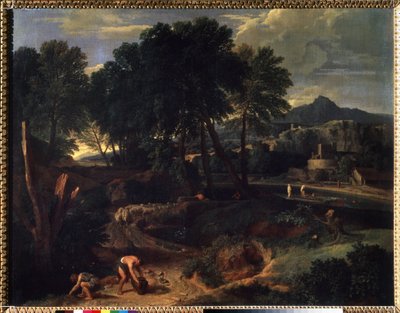 ""Krajina se stádem ovcí na cestě"" (Krajina se stádem ovcí na cestě) Obraz Jean Francois Millet starší (1642-1679) Puškinovo muzeum 17. století, Moskva od Jean Francois I Millet