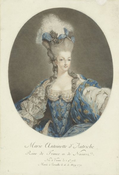 Portrét Marie Antoinetty Marie Antoinetta Rakouská, královna Francie a Navarry (titul na předmětu) od Jean Francois Janinet