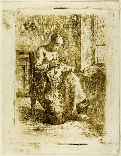 Žena šití od Jean-Francois Millet