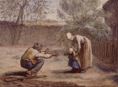 První kroky (křída a akvarel) od Jean Francois Millet