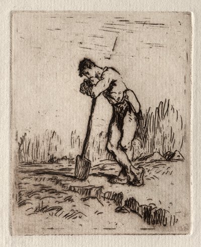 Muž opřený o rýč. od Jean Francois Millet
