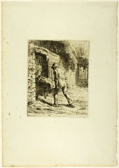 Bauer mit Schubkarre von Jean-Francois Millet