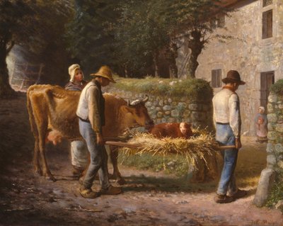 Rolníci přinášejí domů tele narozené v polích, 1864. od Jean Francois Millet