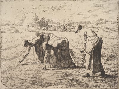 The Gleaners, kolem 1855-56 (lept na chine collé) od Jean Francois Millet