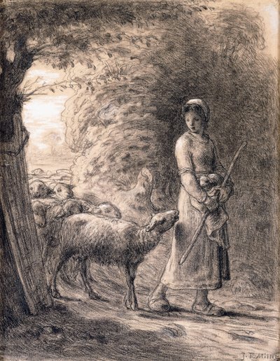 The Newborn Lamb, c.1860 od Jean Francois Millet