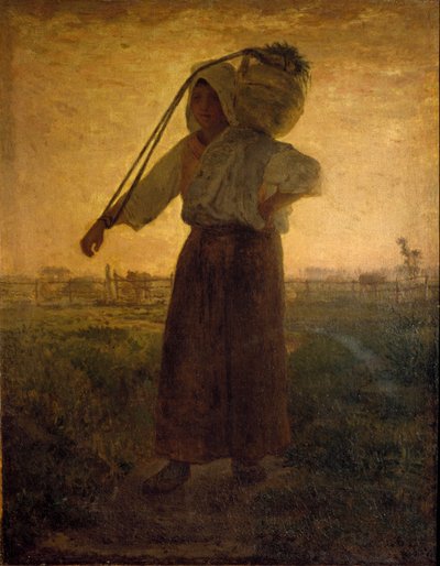 Obraz Návrat polí od Jeana Francoise Milleta (1814-1875) cca 1850. Ztlumit. 42x33 cm Milán, Galleria d