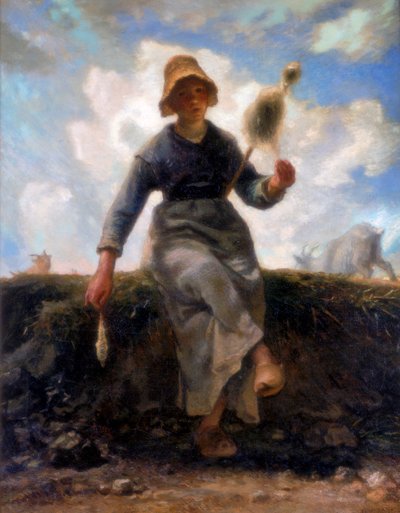 Přadlena, pastevec koz z Auvergne, c1868-1869 od Jean Francois Millet
