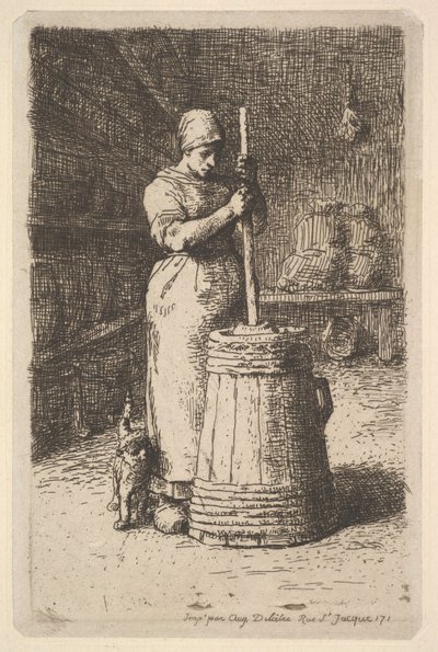 Žena stloukala máslo, 1855-56. od Jean Francois Millet