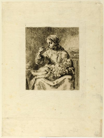 žena krmí své dítě od Jean-Francois Millet