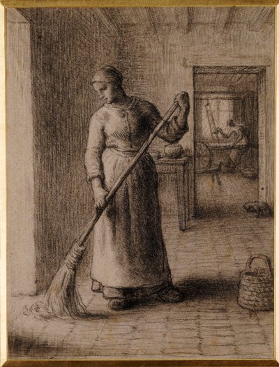 Žena zametání její domov od Jean Francois Millet