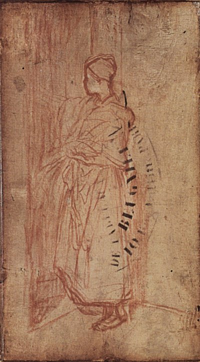 Mladá žena bere prádlo z police, c.1850-52 od Jean Francois Millet