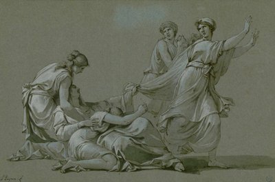 Mladí muži a dívky z Athén, kteří mají být nabídnuti jako obětní oběti Minotaurovi, asi 1778. od Jean François Pierre Peyron