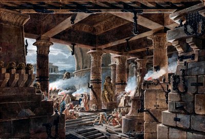 Architektonická fantazie - vnitřní pohled na egyptský chrám od Jean Francois Thomas de Thomon od Jean François Thomas de Thomon