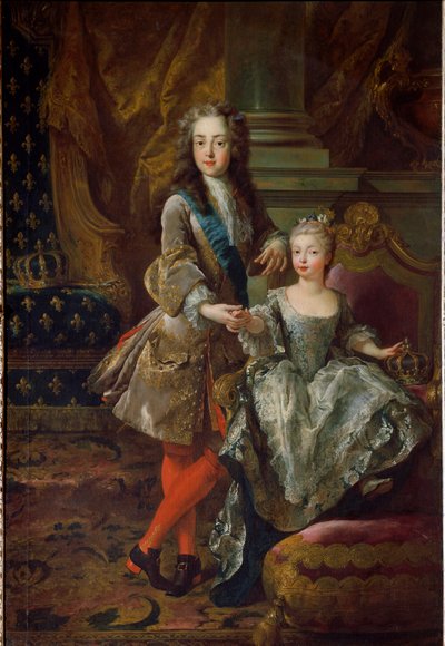 Portrét krále Ludvíka XV. (1710-1774) a jeho snoubenky Marie Anne Victoire Španělské (1718-1781), dcery Filipa V. Španělského Obraz Jeana Francoise De Troy (1679-1752) Kolem 1724 Florencie, Palazzo Pitti od Jean François de Troy