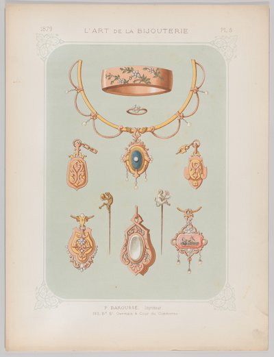 Návrhy šperků ve zlatě a růžovém zlatě, 1879. od Jean François Barousse