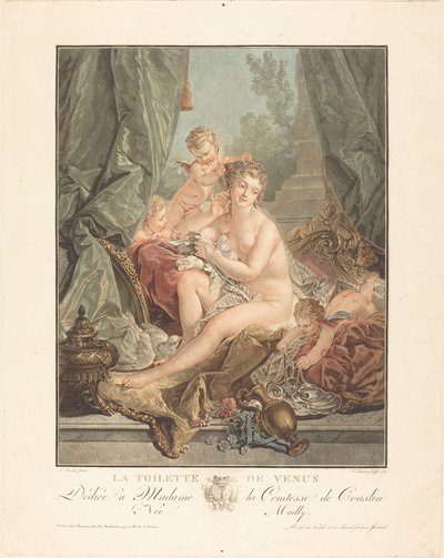 Venušina toaleta od Jean François Janinet after François Boucher