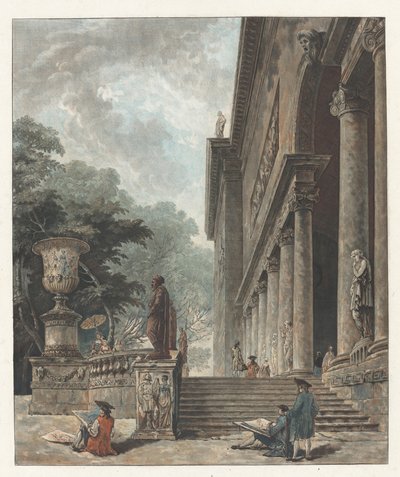 Kolonáda a zahrady Palazzo Medici od Jean François Janinet after Hubert Robert