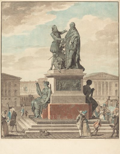 Projekt pomníku, který má být postaven pro krále od Jean François Janinet after Jean Michel Moreau