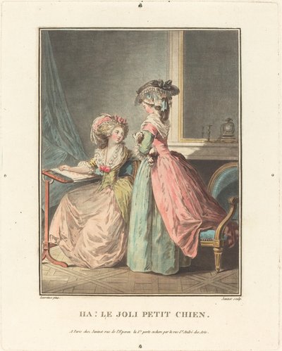 Ha! Roztomilý malý pes od Jean François Janinet after Nicolas Lavreince