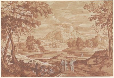 Arkádská krajina s chodícími lidmi od Jean François Millet (II)
