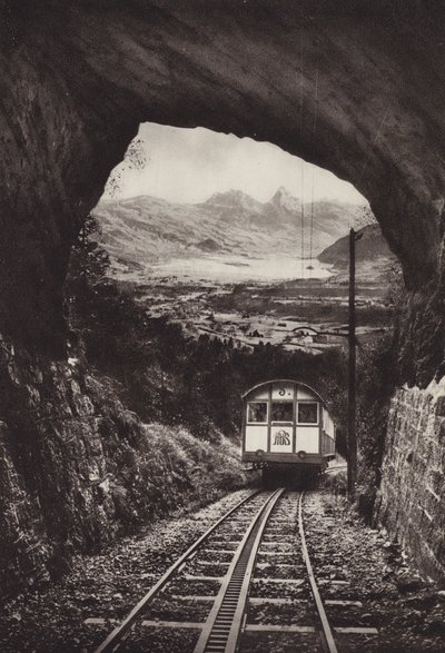 Electrische Arth Rigi Bahn (černobílá fotografie) od Jean Gaberell