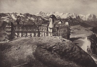 Hotel Rigi Kulm, výhled na Bernské Alpy (č/b foto) od Jean Gaberell