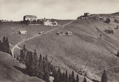 Hotel Rigi Staffel, elektrický Arth Rigi Bahn (černobílá fotografie) od Jean Gaberell