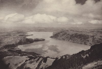 Rigi Kulm, výhled na jezero Zug (č/b foto) od Jean Gaberell