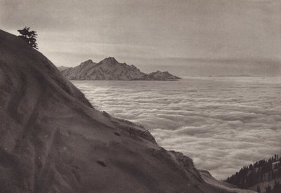 Rigi Kulm, Uber Dem Nebelmeer (černobílá fotografie) od Jean Gaberell