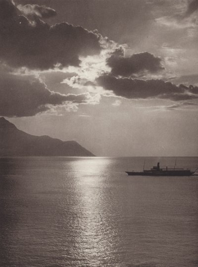 Švýcarsko: Ženevské jezero, večer (č/b foto) od Jean Gaberell