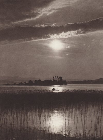 Švýcarsko: Curyšské jezero, večer (č/b foto) od Jean Gaberell