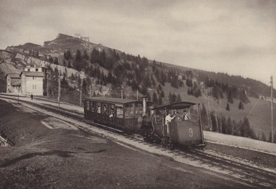 Vitznau Rigi Kulm, ozubnicová dráha (č/b foto) od Jean Gaberell