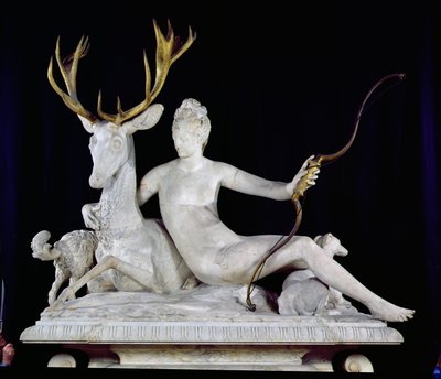 Diana nasazená na jelena (mramor a bronz) (viz také 148837) od Jean Goujon