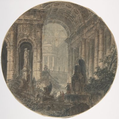 Architektonická fantazie, 18. století. od Jean Henri Alexandre Pernet.