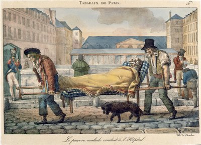 Invalida převážený do nemocnice, ze série "Tableaux de Paris", kolem roku 1820 od Jean Henri Marlet