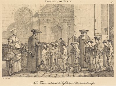 Bratři vedou děti do St. Nicolas des Champs od Jean Henri Marlet