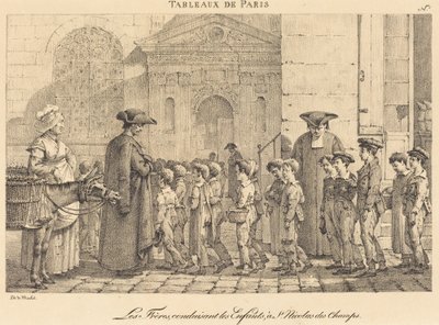 Bratři vedou děti do St. Nicolas des Champs od Jean Henri Marlet