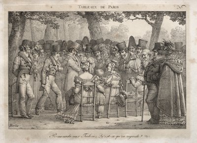 Scény Paříže: Promenáda v Tuileries. na co se dívají? od Jean Henri Marlet