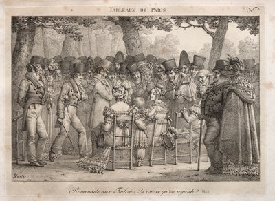 Scény Paříže: Promenáda v Tuileries. na co se dívají? od Jean Henri Marlet