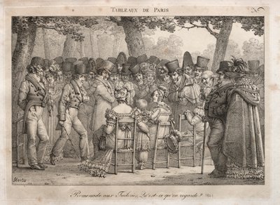 Scény Paříže: Promenáda v Tuileries. Na co se dívají. od Jean Henri Marlet