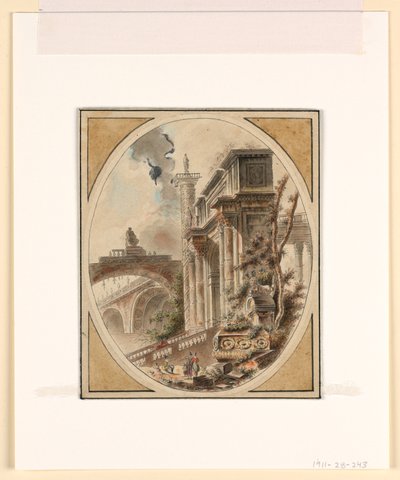 Fantazie architektonické ruiny od Jean-Henry-Alexandre Pernet