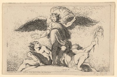 Anděl drží palmu a korunu od Jean Honoré Fragonard after Annibale Carracci