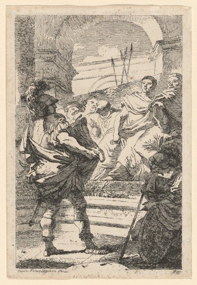 Mucius Scaevola od Jean Honoré Fragonard after Giovanni Battista Tiepolo