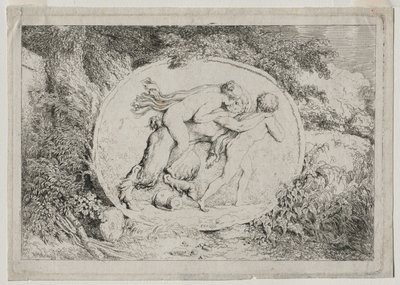 Bacchanals: Nymfa leží, že satira od Jean Honore Fragonard