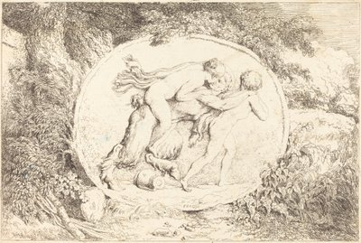 Nymph Astride a Satyr (Mladá dívka obkročmo a Satyr) od Jean Honore Fragonard