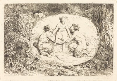 Nymphe, unterstützt von zwei Satyrn von Jean Honore Fragonard