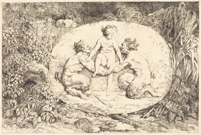 Nymfa podporovaná dvěma satyry od Jean Honore Fragonard